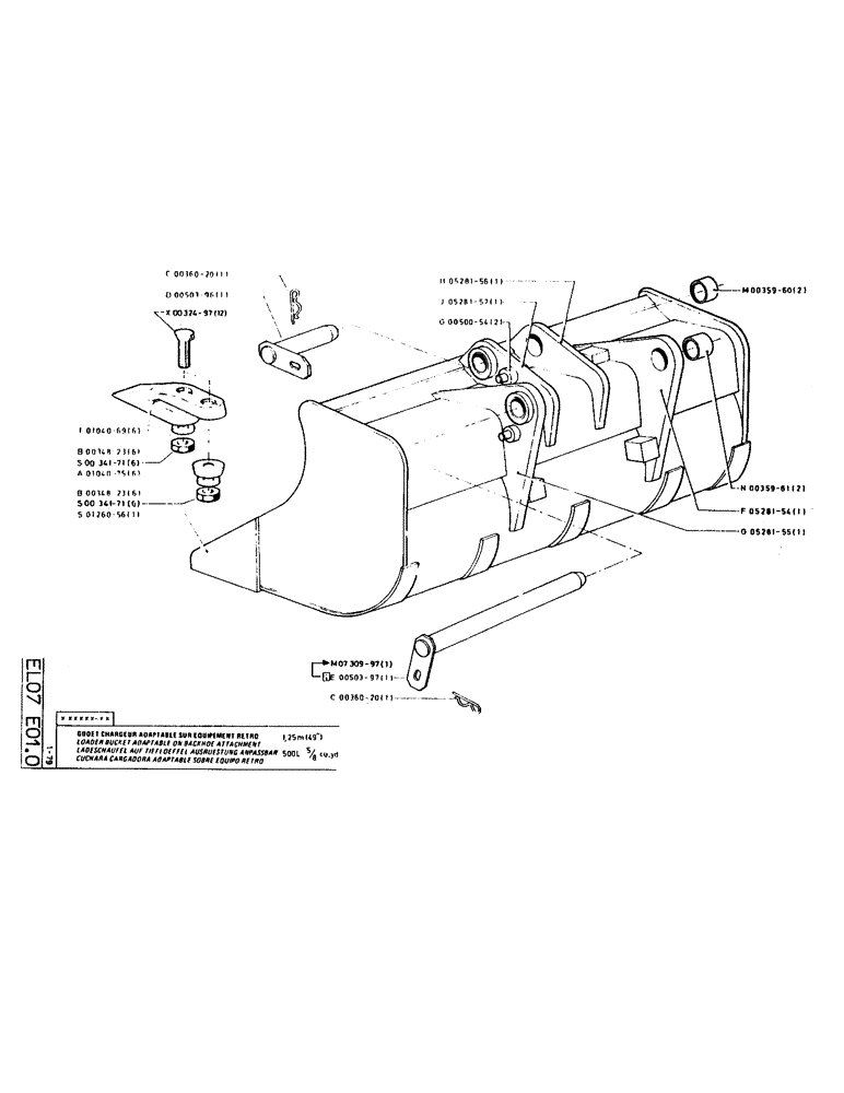 Схема запчастей Case LC80M - (122) - LOADER BUCKET ADAPTABLE ON BACKHOE ATTACHMENT 