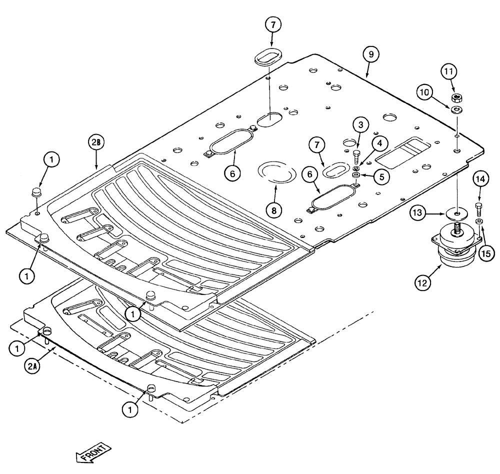Схема запчастей Case 9050B - (9-044) - CAB FLOOR AND MOUNTING (09) - CHASSIS