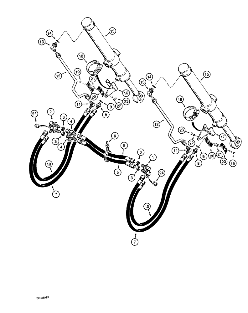 Схема запчастей Case 1150G - (8-014) - LIFT HYDRAULIC CIRCUIT, HOSES AND CYLINDERS (07) - HYDRAULIC SYSTEM