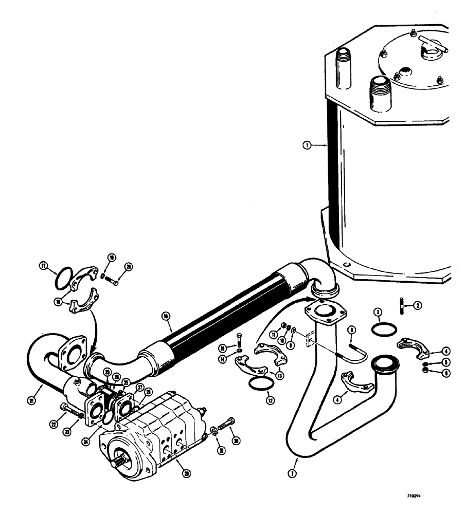 Схема запчастей Case W20 - (274) - LOADER AND STEERING PRIMARY HYDRAULICS BEFORE TRACTOR S.N. 9107854 (08) - HYDRAULICS