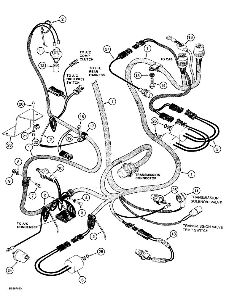 Схема запчастей Case 721B - (4-31A) - REAR HARNESS, ENGINE RIGHT-HAND SIDE, P.I.N. JEE0052701 & AFTER (04) - ELECTRICAL SYSTEMS