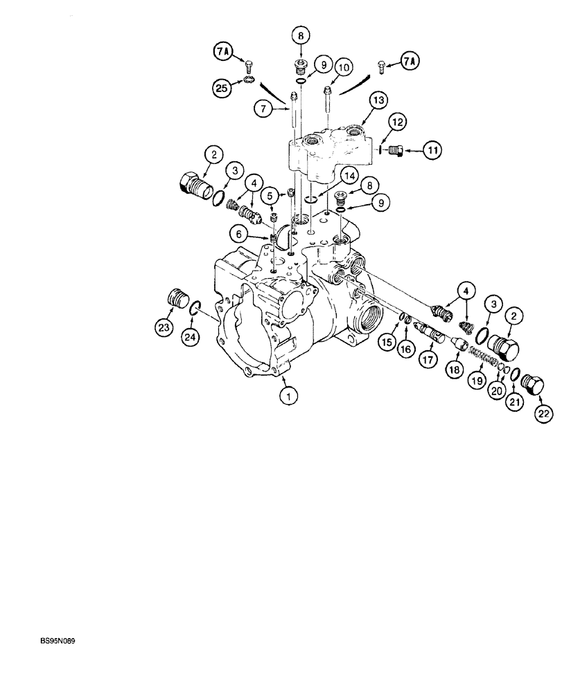 Схема запчастей Case 760 - (06-014) - TANDEM PUMP ASSEMBLY, FRONT DRIVE PUMP, HOUSING AND VALVES (14) - MAIN GEARBOX & DRIVE
