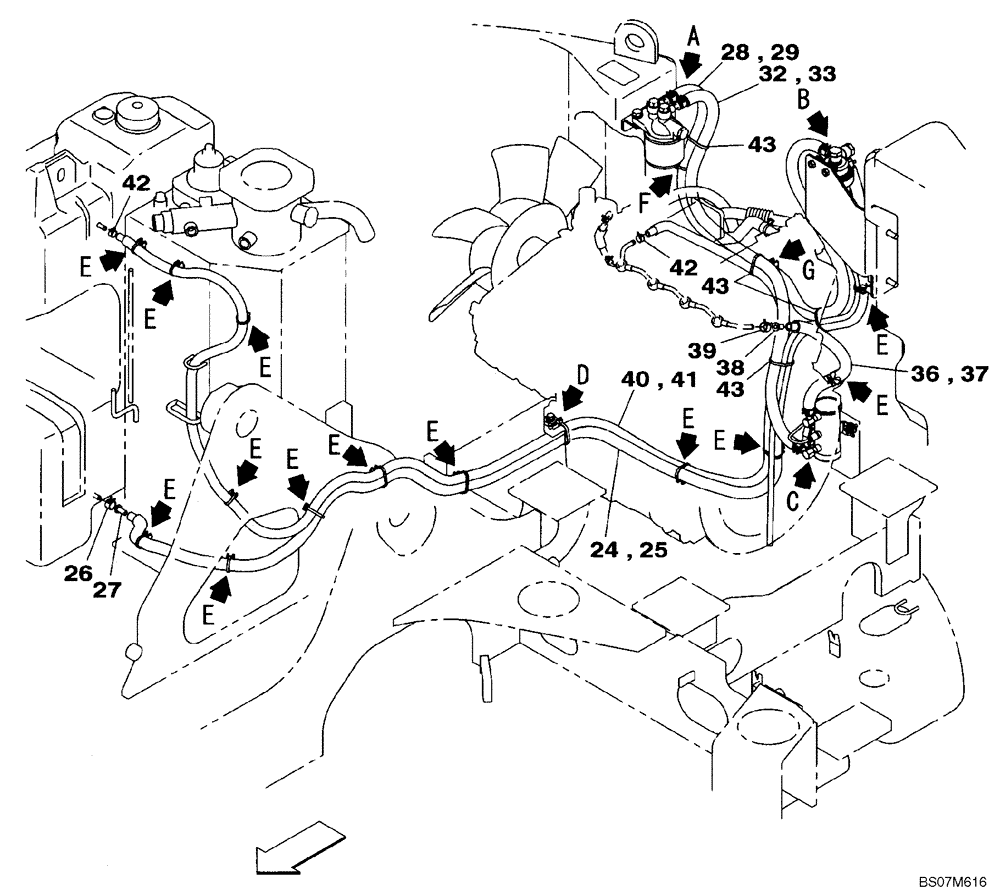 Схема запчастей Case CX75SR - (03-02) - FUEL LINES - HOSES (03) - FUEL SYSTEM