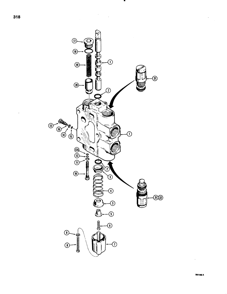 Схема запчастей Case 1150C - (318) - D87085 AND D87076 SECTIONS, RIPPER AND CLAM BUCKET (08) - HYDRAULICS