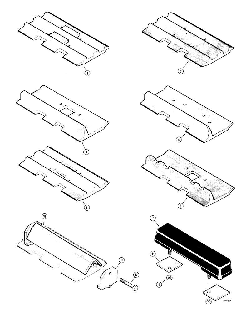 Схема запчастей Case 1000D - (186) - TRACK SHOES, NON OVERLAPPING STYLE "NOTCH CUT", SEMI-GROUSER, MINING SPECIAL (04) - UNDERCARRIAGE