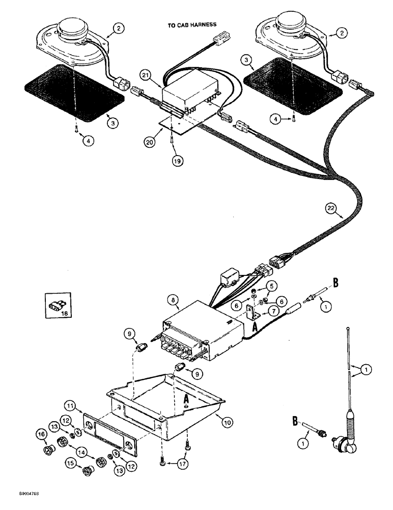 Схема запчастей Case 821B - (4-60) - RADIO AND MOUNTING PARTS (04) - ELECTRICAL SYSTEMS