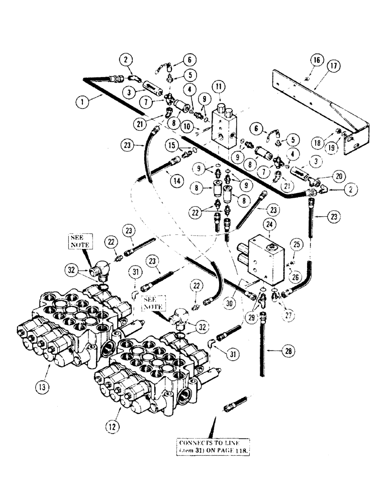 Схема запчастей Case 35 - (122) - POWER SENSING TUBING (35) - HYDRAULIC SYSTEMS