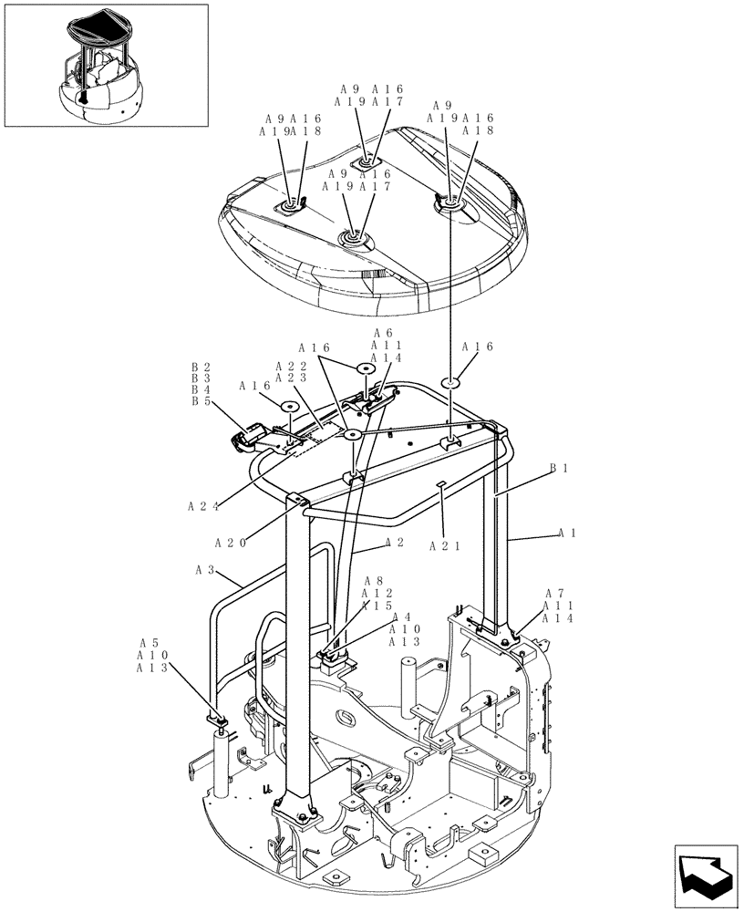 Схема запчастей Case CX20B - (200-18[1]) - CANOPY (90) - PLATFORM, CAB, BODYWORK AND DECALS