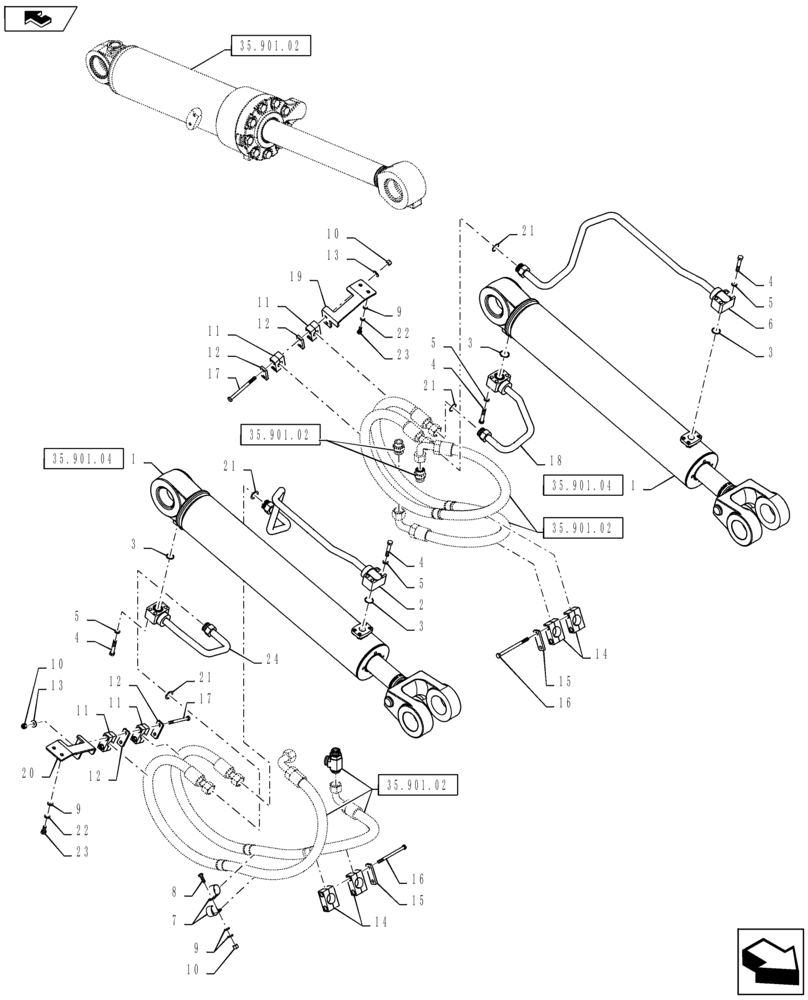 Схема запчастей Case 821F - (35.901.01) - LOAD LIFTER ASSEMBLY 821F (35) - HYDRAULIC SYSTEMS