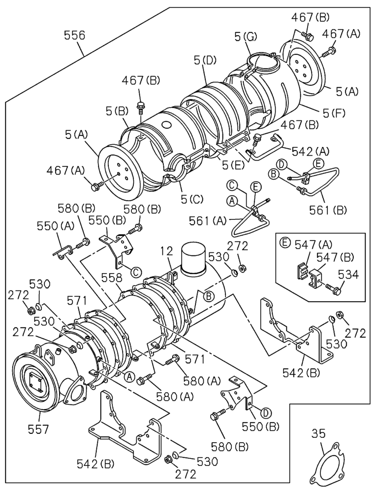 Схема запчастей Case CX210C LR - (10.254.02[02]) - EXHAUST PIPE (10) - ENGINE