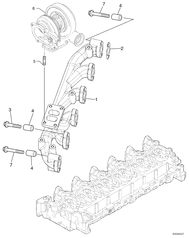 Схема запчастей Case 850K - (02-22) - MANIFOLD - EXHAUST (02) - ENGINE