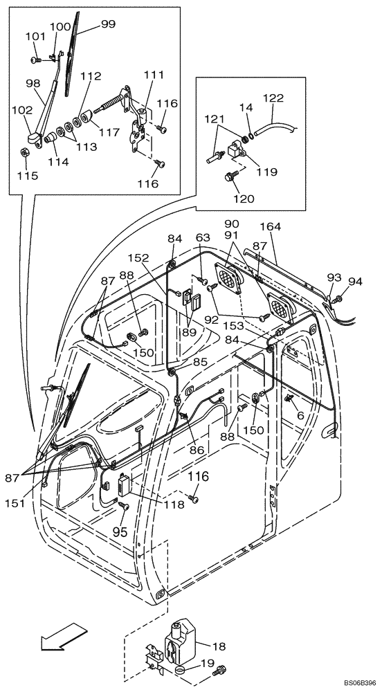 Схема запчастей Case CX330 - (04-011-00[01]) - CAB ELECTRICAL - WIPER, WINDSHIELD (04) - ELECTRICAL SYSTEMS