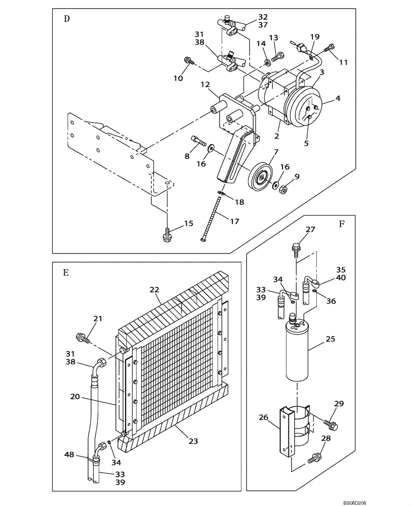 Схема запчастей Case CX330 - (09-025-00[02]) - CAB AIR CONDITIONING - CONDENSER - RECEIVER-DRYER - COMPRESSOR (09) - CHASSIS
