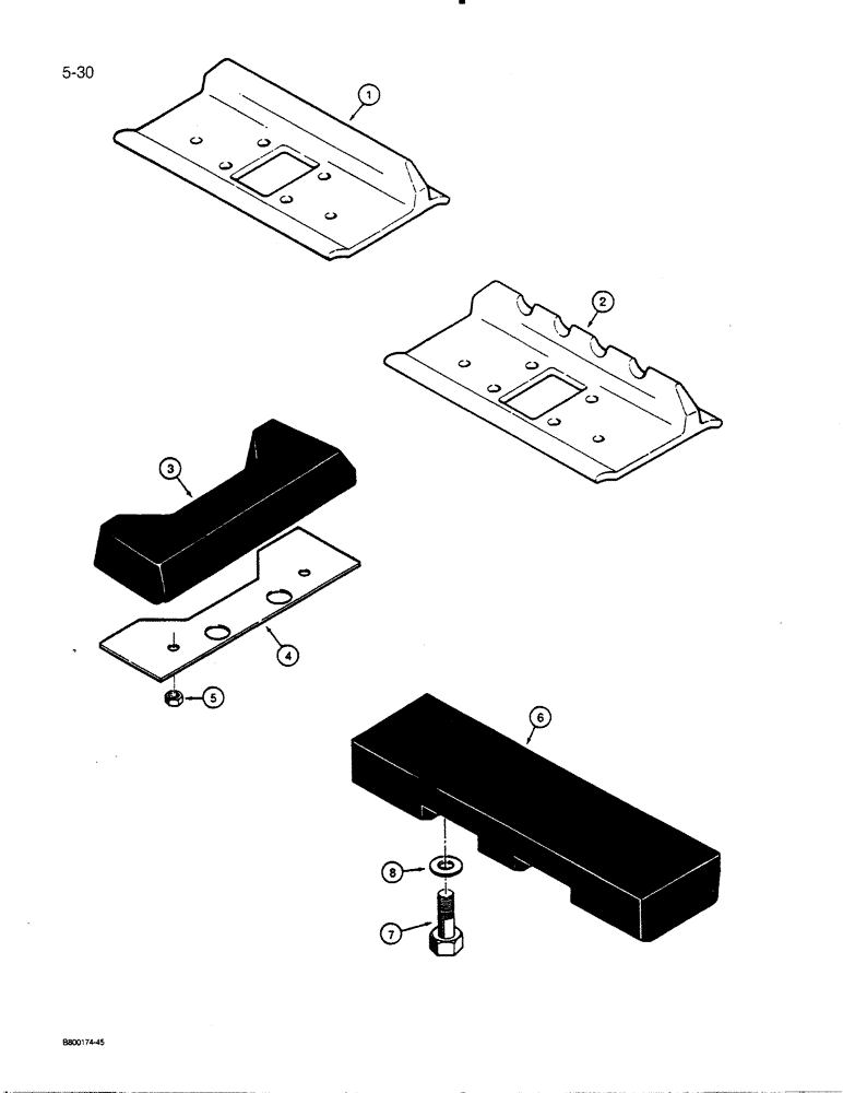 Схема запчастей Case 450C - (5-30) - TRACK SHOES, SINGLE GROUSER- OPEN CENTER (11) - TRACKS/STEERING