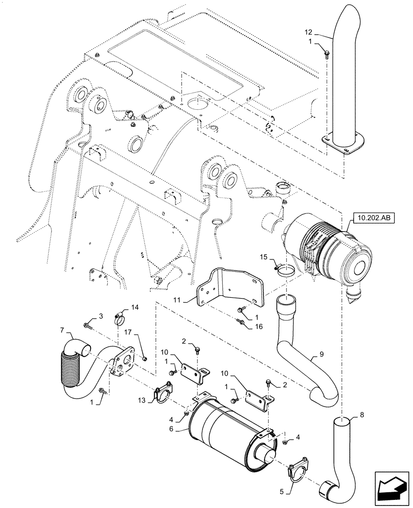 Схема запчастей Case SV185 - (10.202.AD) - ENGINE, EXHAUST SYSTEM, AIR CLEANER MED (SV185) (10) - ENGINE