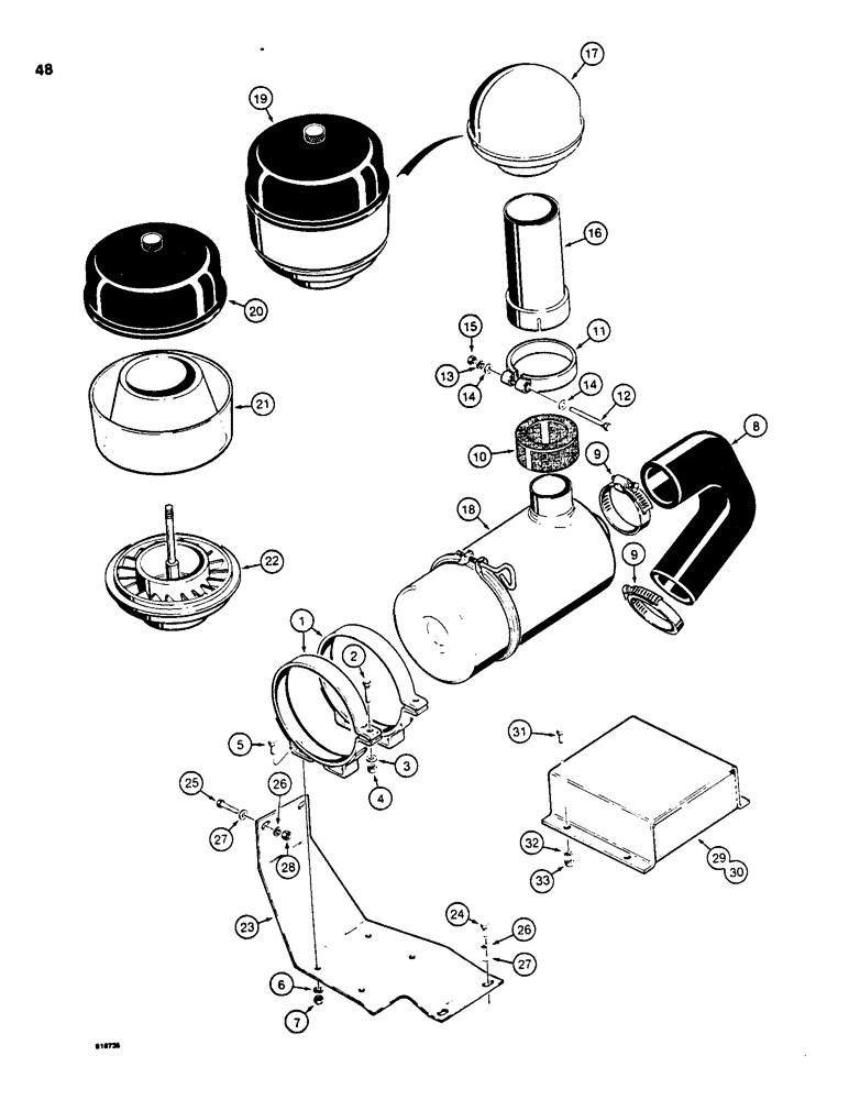 Схема запчастей Case 850C - (048) - AIR CLEANER SYSTEM, MODELS WITHOUT TURBOCHARGER (01) - ENGINE