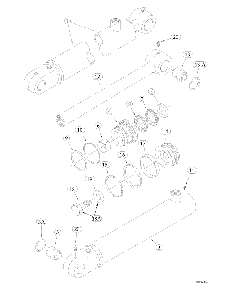 Схема запчастей Case 586G - (08-05) - CYLINDER ASSY - FORKLIFT TILT (08) - HYDRAULICS