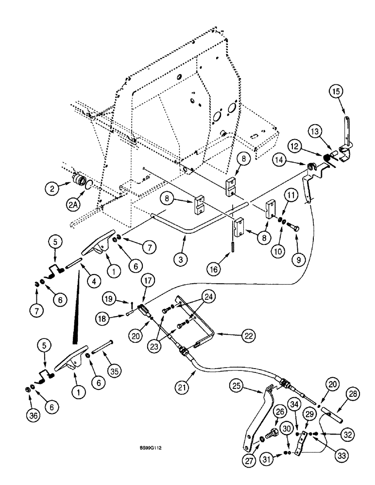 Схема запчастей Case 580L - (3-08) - THROTTLE CONTROL LINKAGE, FOOT CONTROLS (03) - FUEL SYSTEM