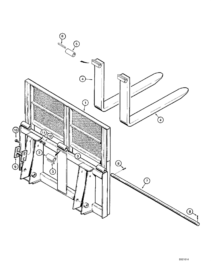 Схема запчастей Case 1845C - (09-19) - PALLET FORK (PINNED COUPLER) (09) - CHASSIS/ATTACHMENTS