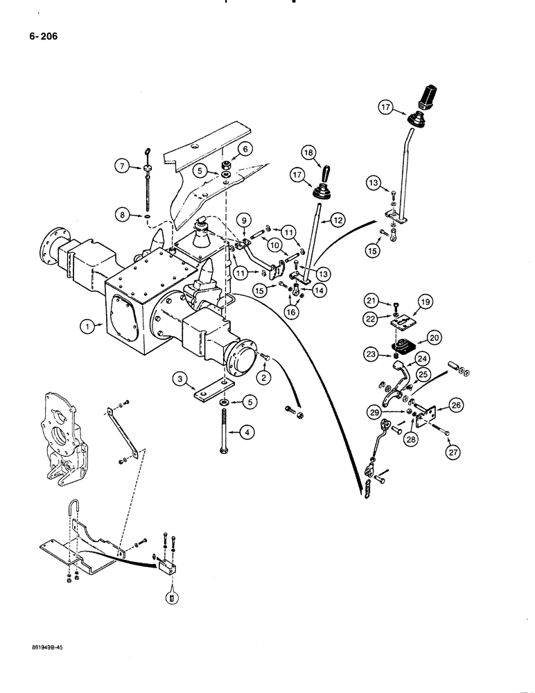 Схема запчастей Case 580K - (06-206) - TRANSAXLE AND DIFFERENTIAL LOCK (06) - POWER TRAIN