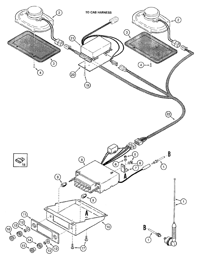 Схема запчастей Case 921B - (4-060) - RADIO AND MOUNTING PARTS (04) - ELECTRICAL SYSTEMS