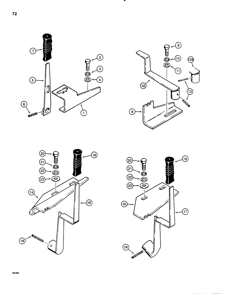 Схема запчастей Case P60 - (072) - MOTOR SPEED CONTROL LEVERS, USED WITH VICKERS PROPULSION MOTOR H557942 (29) - HYDROSTATIC DRIVE