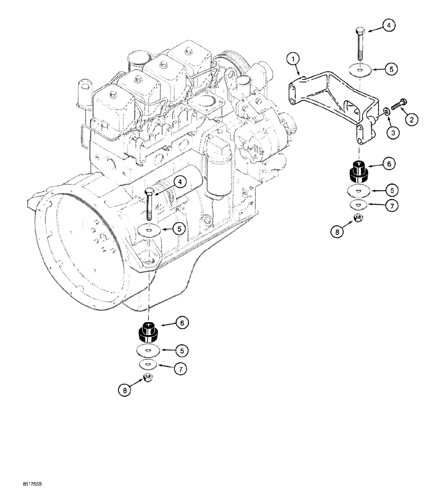 Схема запчастей Case 760 - (02-014) - ENGINE MOUNTING (10) - ENGINE