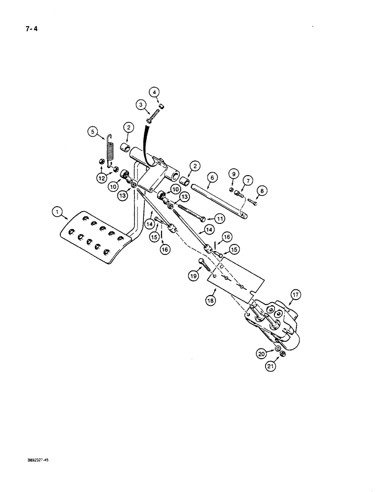 Схема запчастей Case W14C - (7-04) - BRAKE PEDAL AND BRAKE MASTER CYLINDER MOUNTING (07) - BRAKES