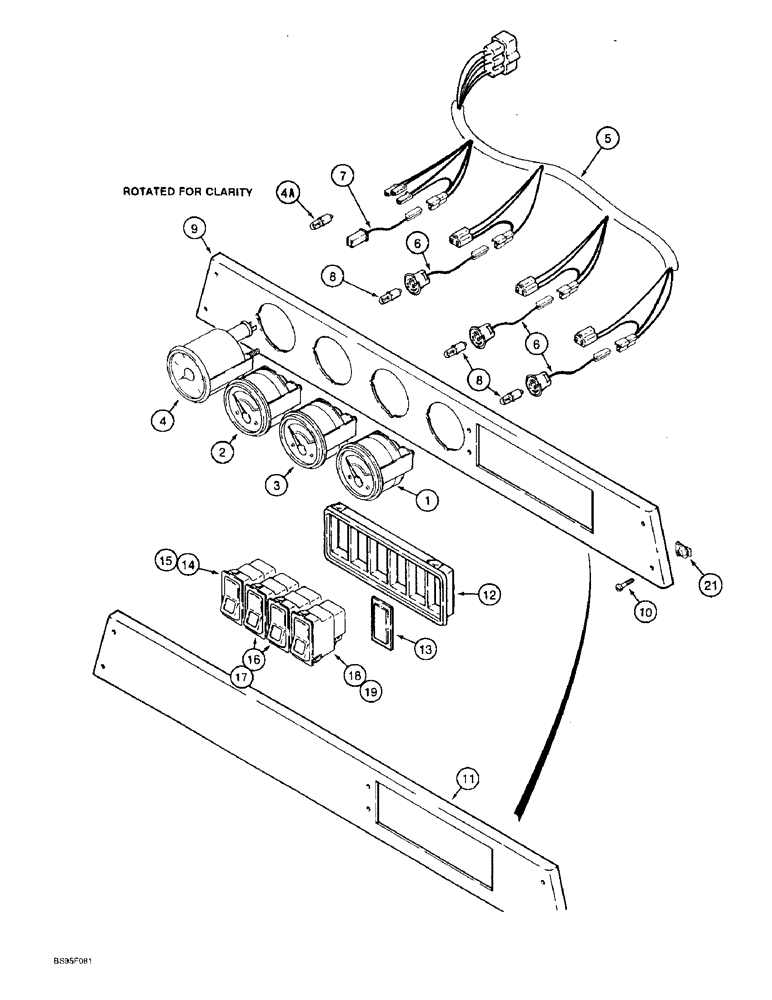 Схема запчастей Case 821B - (4-10) - OPTIONAL GAUGES AND OVERHEAD SWITCHES (04) - ELECTRICAL SYSTEMS