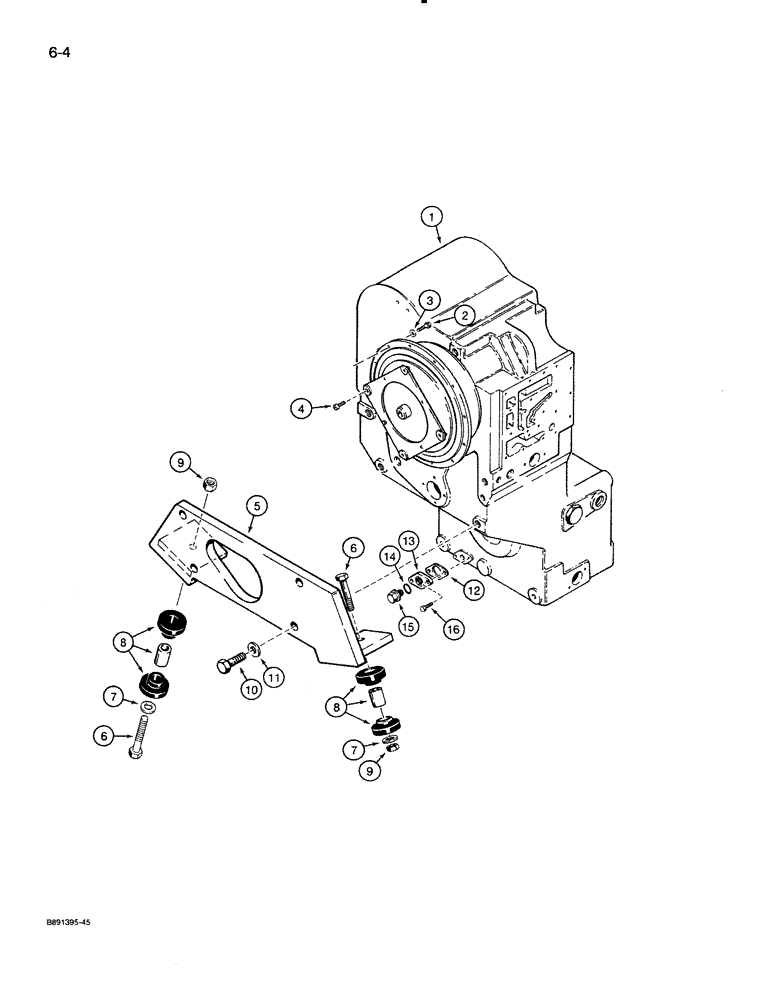 Схема запчастей Case 821 - (6-004) - TRANSMISSION MOUNTING (06) - POWER TRAIN