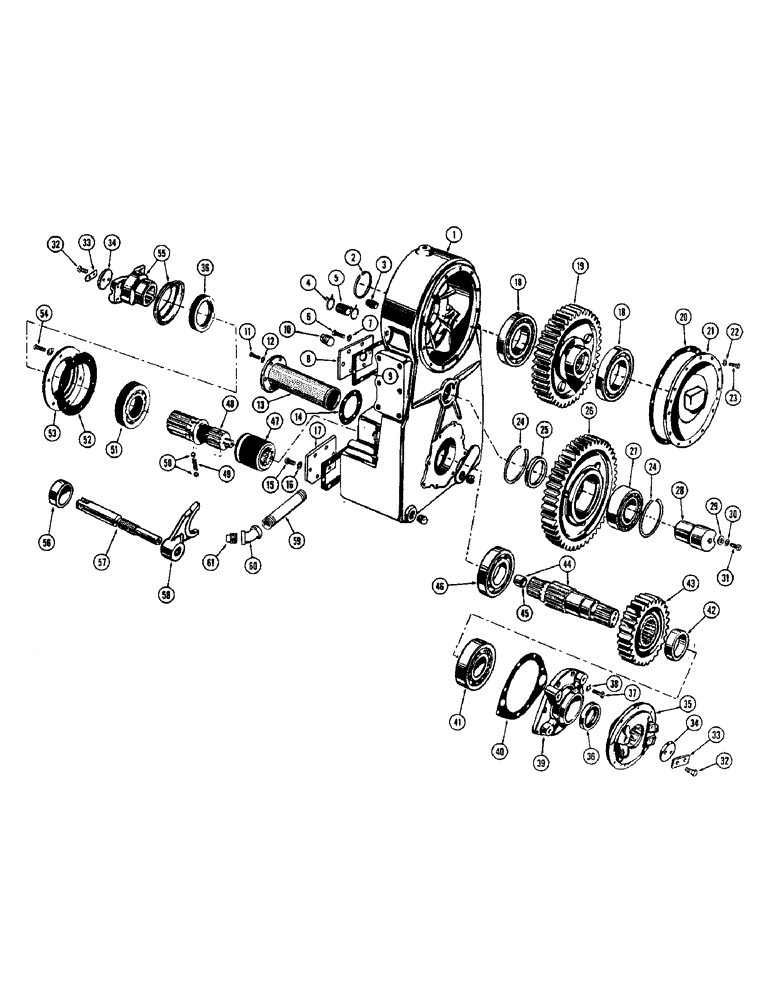 Схема запчастей Case W9A - (104) - TRANSFER HOUSING AND GEARS, USED PRIOR LOADER SERIAL NO. 8178298 (06) - POWER TRAIN