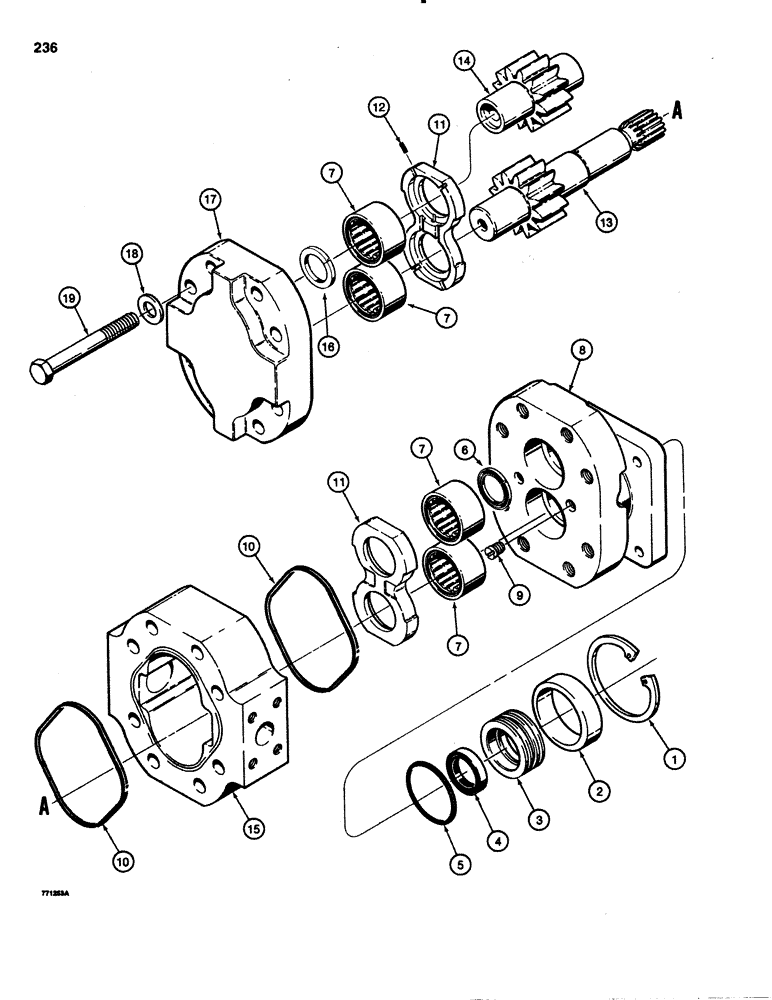 Схема запчастей Case 1150C - (236) - R38214 HYDRAULIC PUMP, USED ON LOADER MODELS BEFORE TRACTOR SN 7308951 (08) - HYDRAULICS