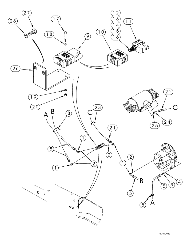 Схема запчастей Case 585G - (06-51) - AXLE, FRONT - DIFFERENTIAL LOCK (06) - POWER TRAIN