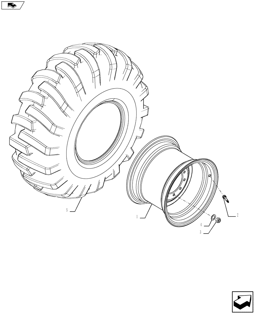 Схема запчастей Case 580SN - (44.520.0201) - VAR - 9300014 - WHEELS, REAR - TIRES (44) - WHEELS