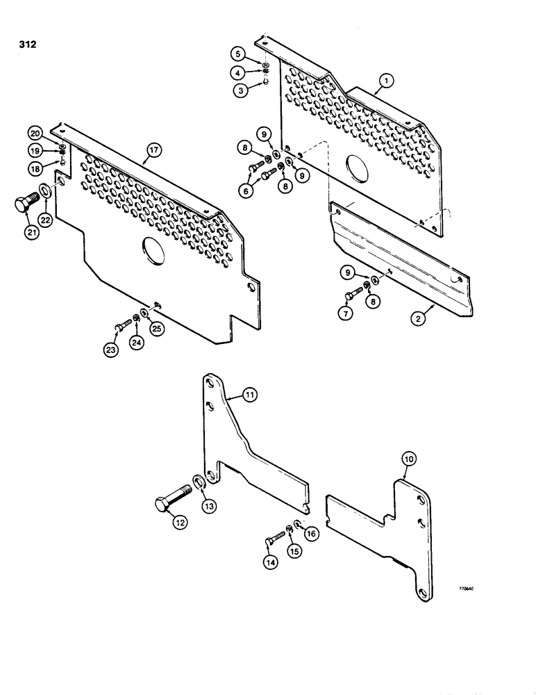 Схема запчастей Case 850C - (312) - REAR TRANSMISSION GUARDS (05) - UPPERSTRUCTURE CHASSIS