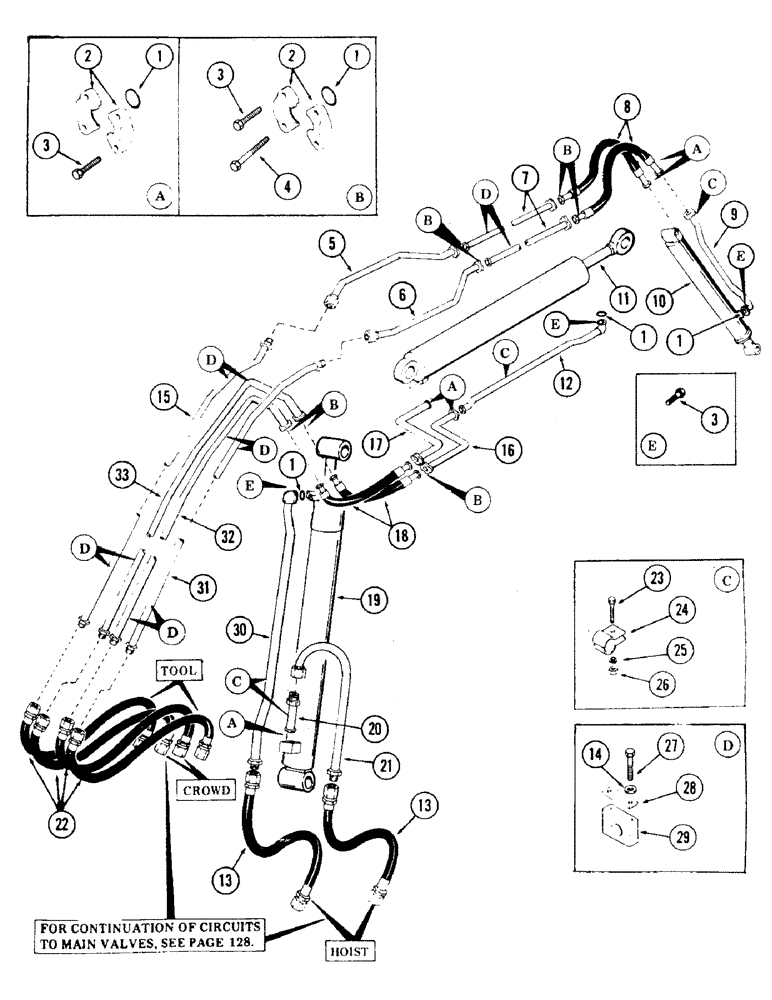 Схема запчастей Case 35 - (132) - "Y" BOOM TUBING (35) - HYDRAULIC SYSTEMS