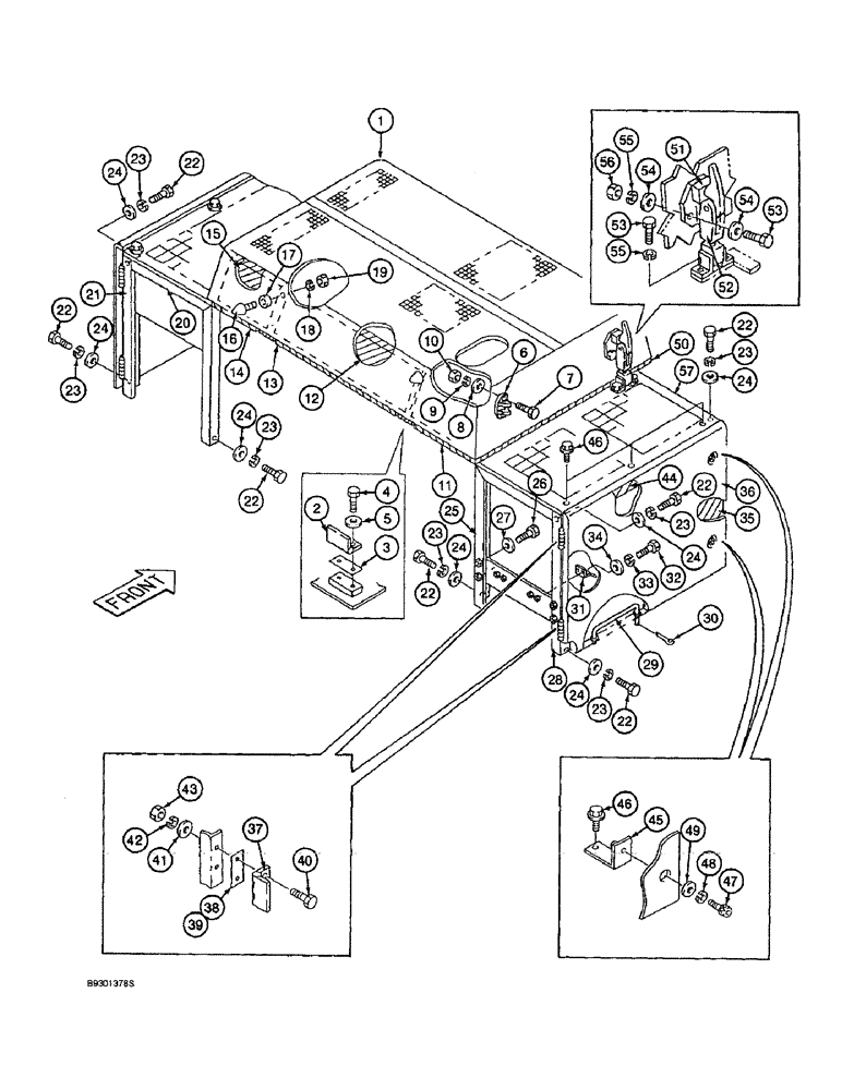 Схема запчастей Case 9010 - (9-18) - UPPER STRUCTURE, FRAME, PANELS, AND INSULATION PADS (09) - CHASSIS