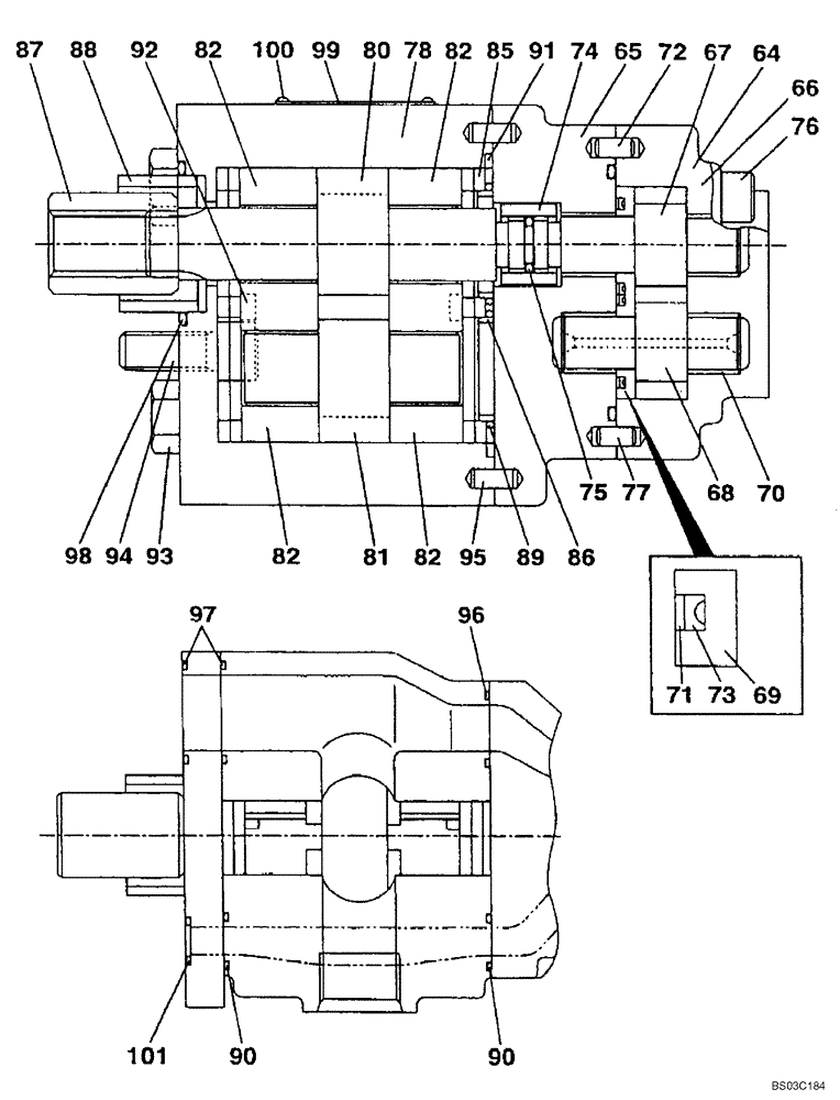 Схема запчастей Case CX80 - (08-62) - PUMP ASSY, HYDRAULIC - GEAR PUMP DRIVE (08) - HYDRAULICS