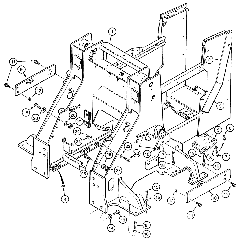 Схема запчастей Case 855E - (9-022) - MAIN FRAME FOR LOADER MODELS (09) - CHASSIS/ATTACHMENTS