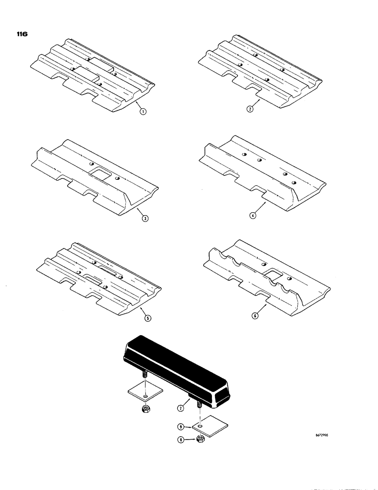 Схема запчастей Case 850 - (116) - TRACK SHOES, SEMI-GROUSER, MINING SPECIAL (04) - UNDERCARRIAGE