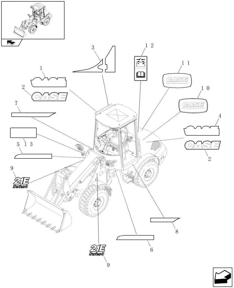 Схема запчастей Case 21E - (622[02]) - DECAL KIT DESIGN CANOPY (08) - SHEET METAL/DECALS