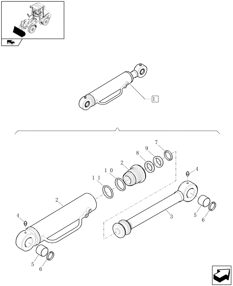 Схема запчастей Case 21E - (070/A) - HYDRAULIC CYLINDER (BUCKET 4X1) (09) - LOADER/BACKHOE