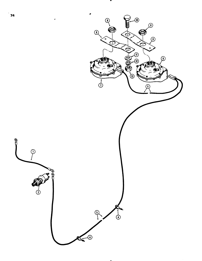 Схема запчастей Case 450B - (074) - HORN (06) - ELECTRICAL SYSTEMS
