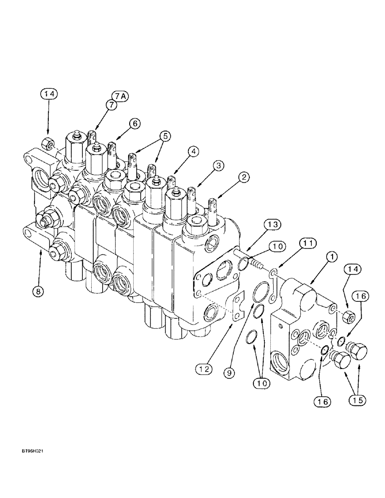 Схема запчастей Case 580L - (8-078) - BACKHOE CONTROL VALVES,MODELS W/EXTENDABLE DIPPER OR AUX HYD (08) - HYDRAULICS
