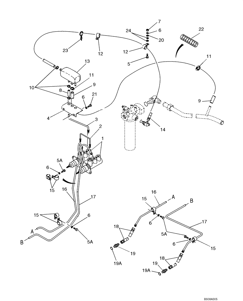 Схема запчастей Case 570MXT - (07-04) - HYDRAULICS - BRAKE MASTER CYLINDER (07) - BRAKES