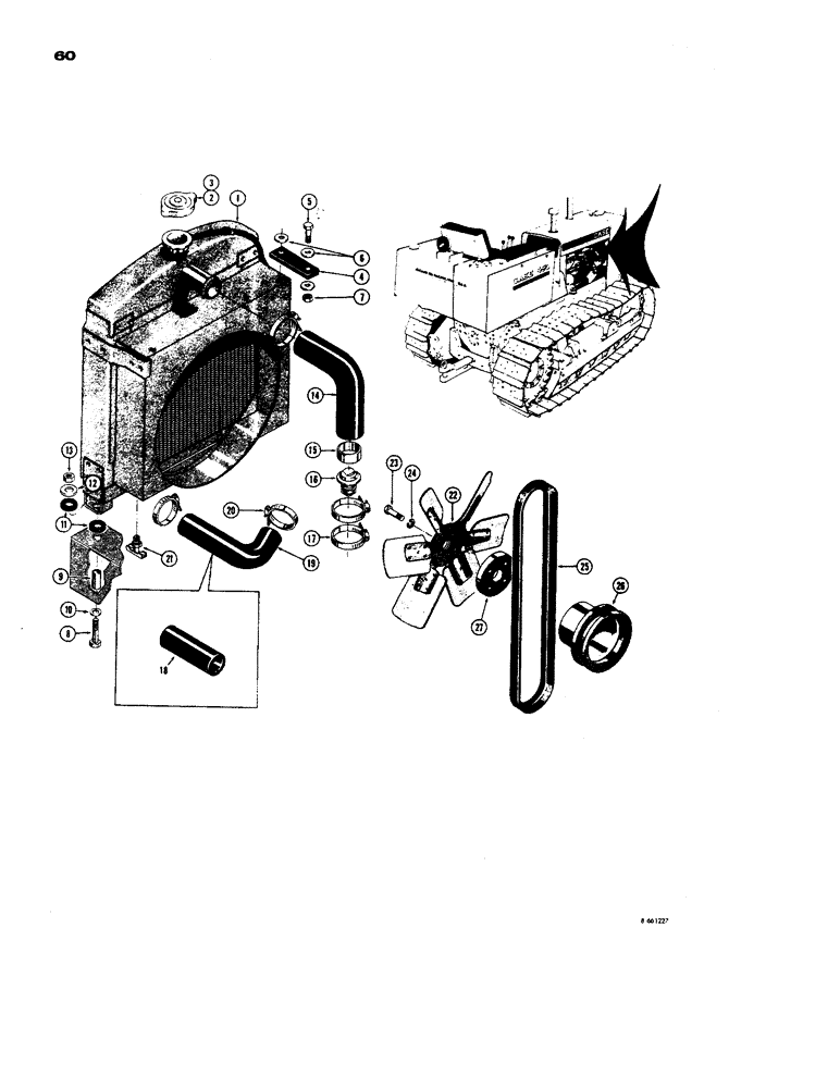 Схема запчастей Case 450 - (060) - RADITOR, FAN, FAN BELT AND PULLEY (01) - ENGINE