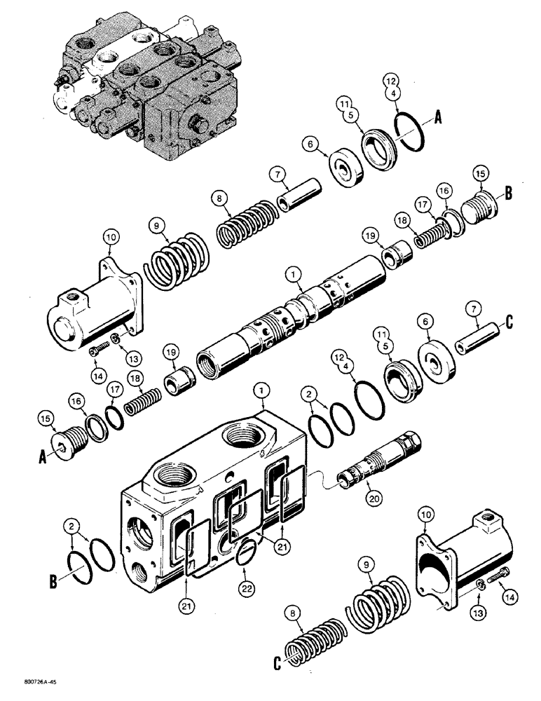 Схема запчастей Case W36 - (8-434) - L104152 CONTROL VALVE, L101990 CLAM SECTION (08) - HYDRAULICS