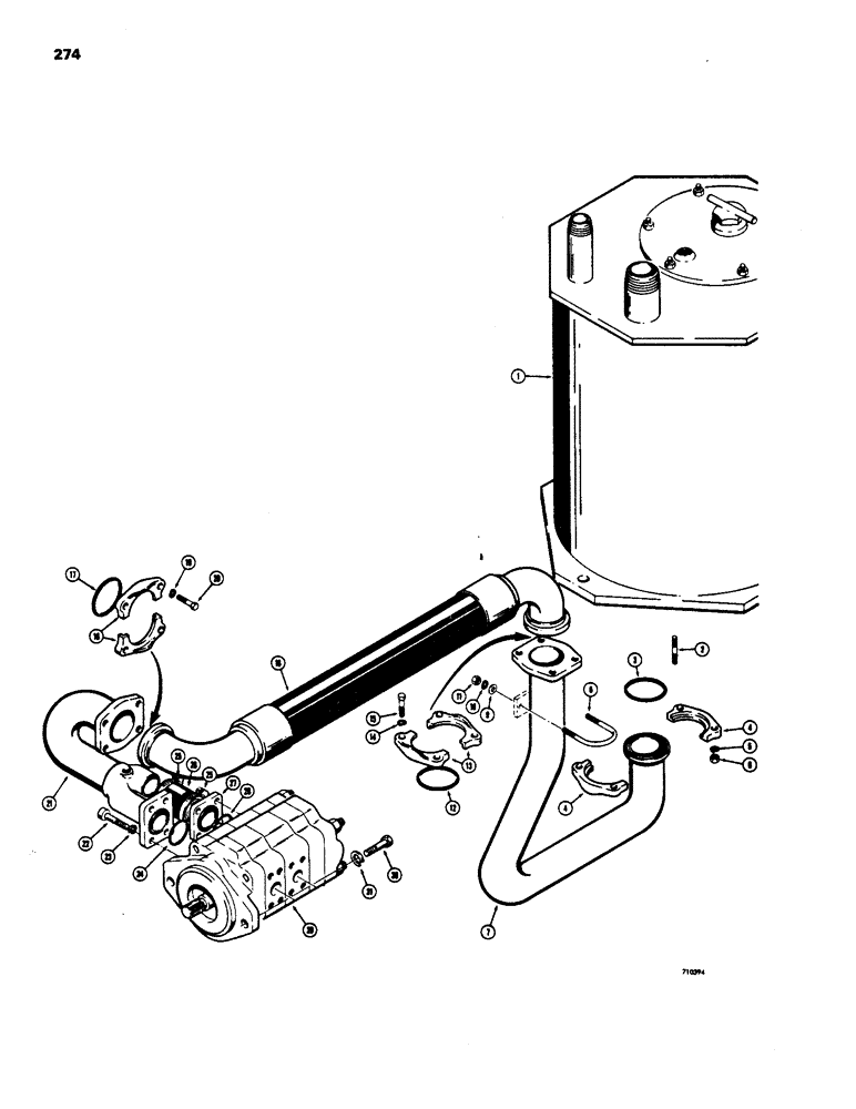 Схема запчастей Case W18 - (274) - LOADER AND STEERING PRIMARY HYDRAULICS, BEFORE TRACTOR SN. 9107854 (08) - HYDRAULICS