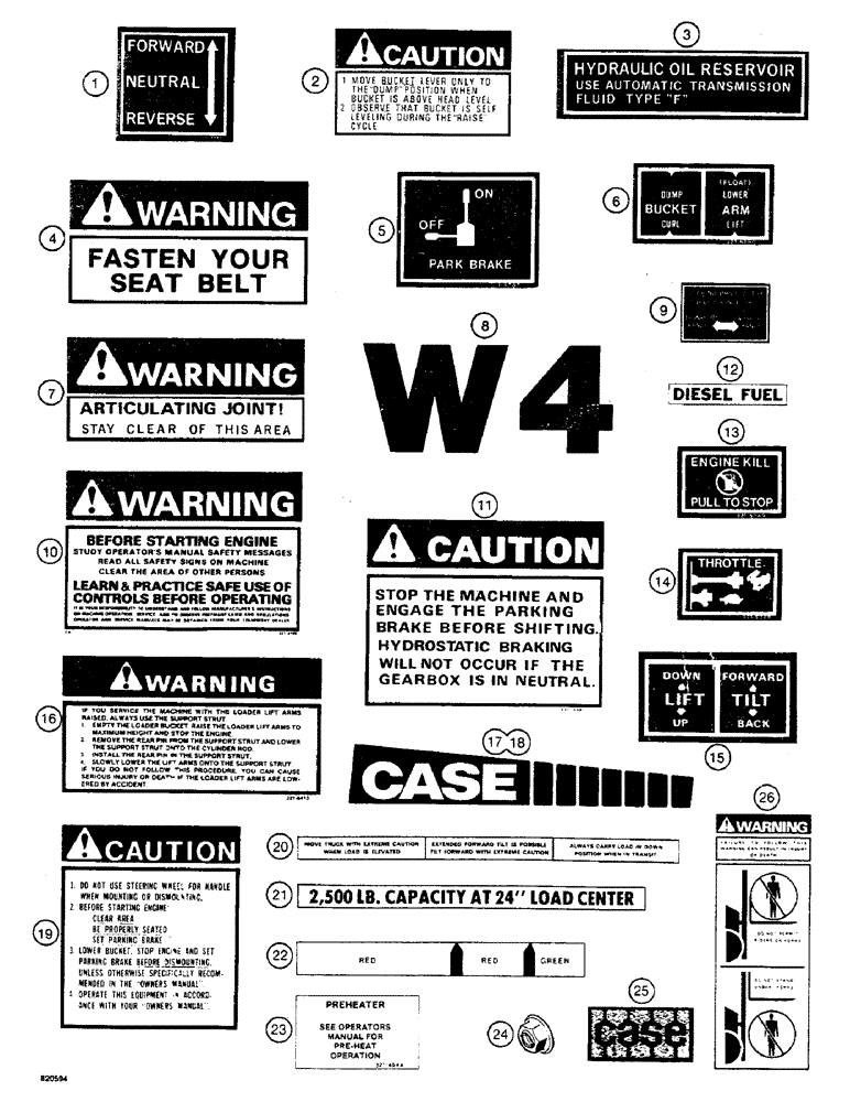 Схема запчастей Case W4 - (200) - DECALS (09) - CHASSIS/ATTACHMENTS