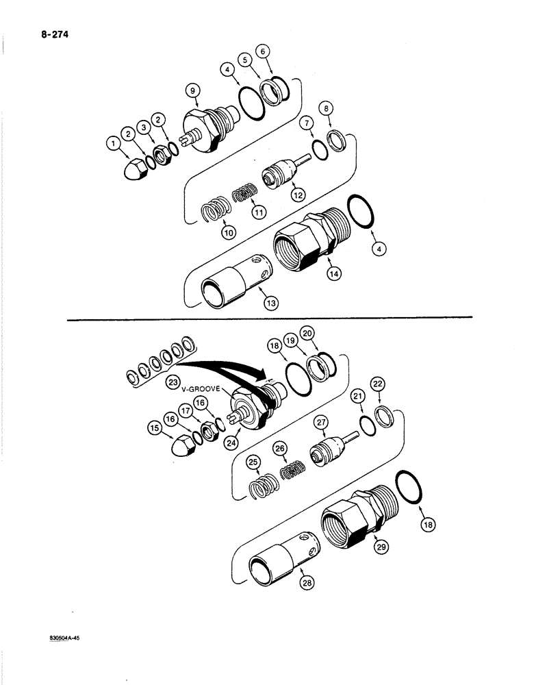 Схема запчастей Case 1187B - (8-274) - CIRCUIT RELIEF VALVES (08) - HYDRAULICS